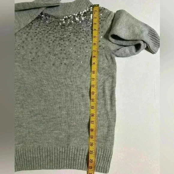 Juicy Couture Women's  Gradient Silver Sequin Lightweight Sweater - Picture 4 of 7